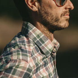 Our fit model wearing The California in Watermelon Madras.