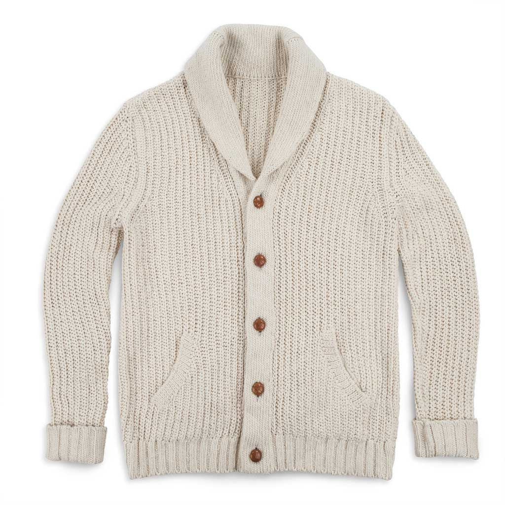 The Shawl Cardigan in Natural Cotton: Featured Image, Knits by Taylor Stitch