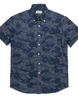 The Short Sleeve Jack in Indigo Jacquard Camo: Featured Image, Wovens by Taylor Stitch