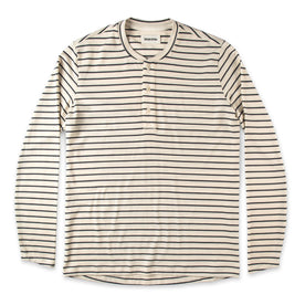 The Mercerized Merino Henley in Navy Stripe - featured image