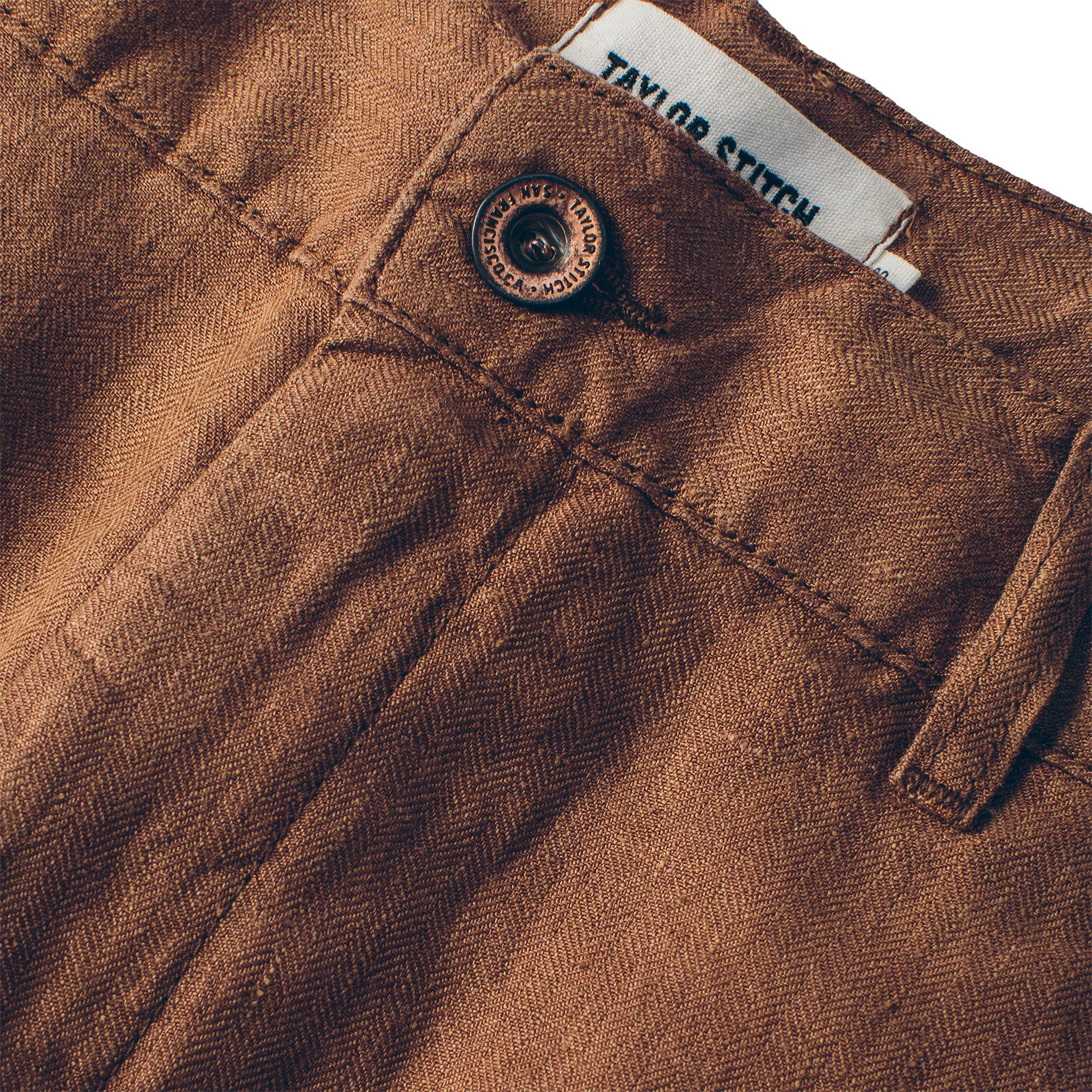 The Maritime Short in British Khaki Linen Herringbone: Alternate Image 5, Shorts by Taylor Stitch