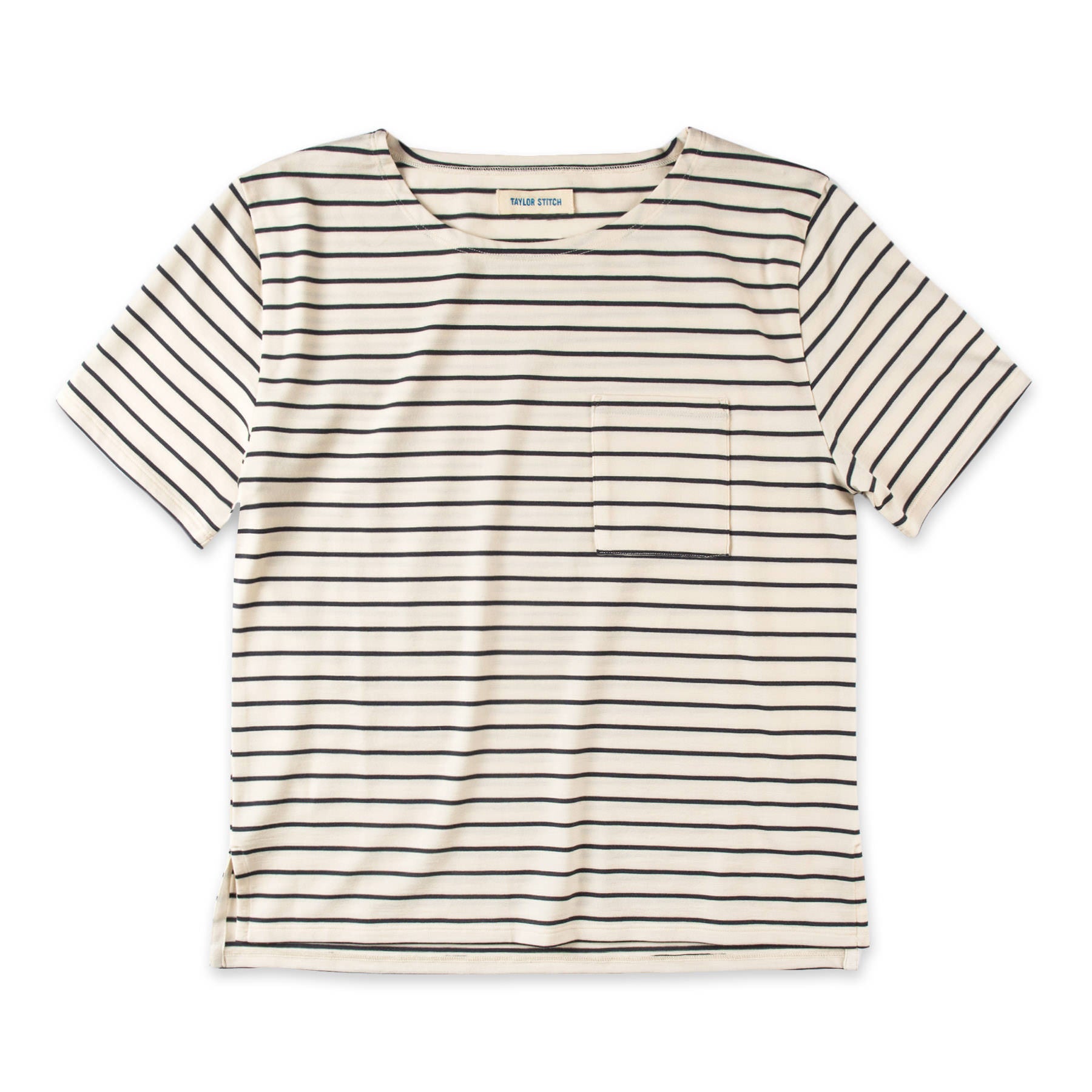 The Sausalito Tee in Navy Stripe Mercerized Merino: Featured Image, Knits by Taylor Stitch