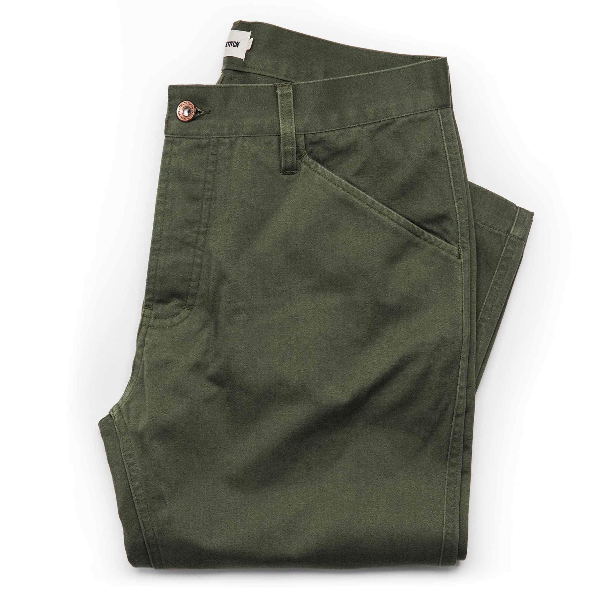 The Camp Pant in Olive Reverse Sateen: Featured Image, Bottoms by Taylor Stitch