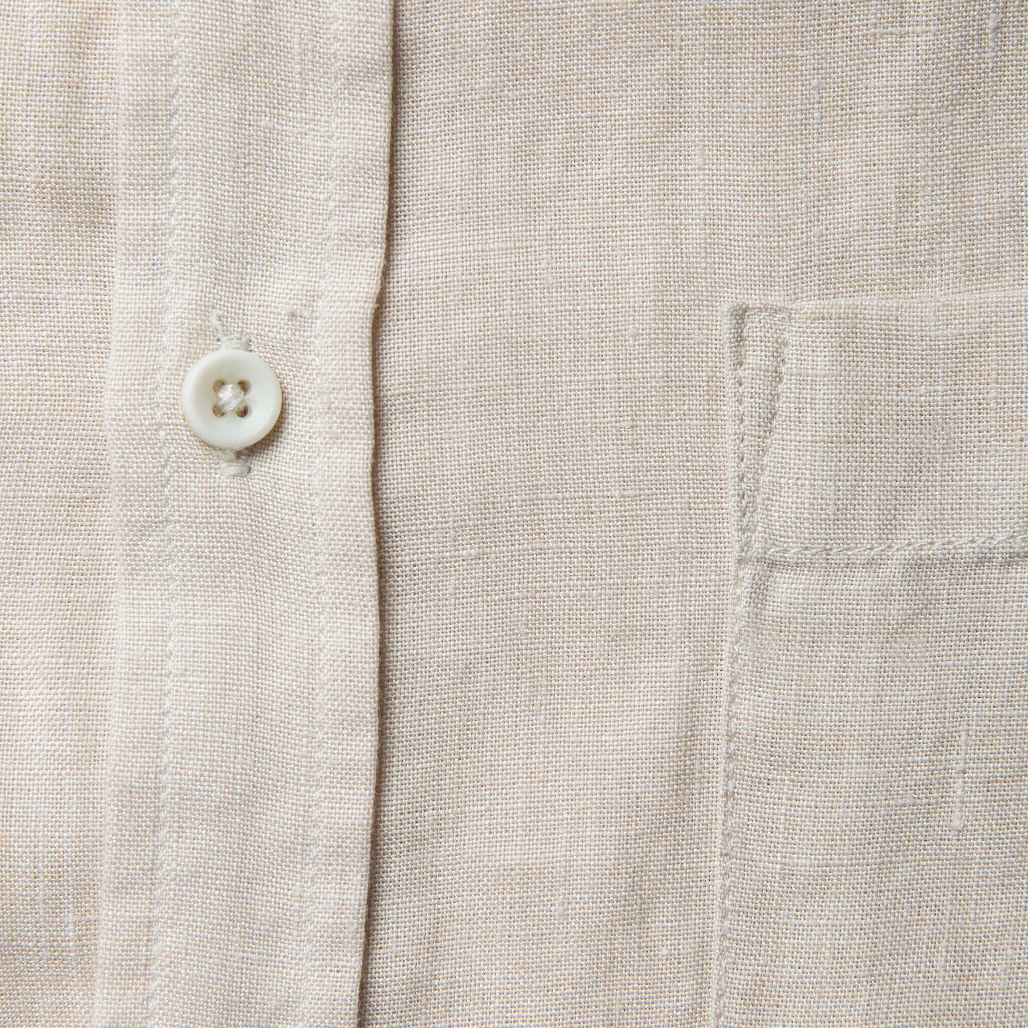 material shot of the buttons on The Short Sleeve California in Natural Hemp, Wovens by Taylor Stitch