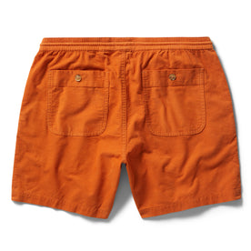 flatlay of The Après Short in Rust Pinwale, shown from the back
