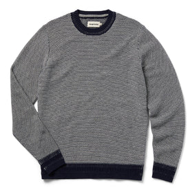 flatlay of The Brume Sweater in Navy Birdseye
