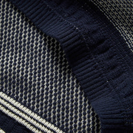 material shot of the hem of The Brume Sweater in Navy Birdseye