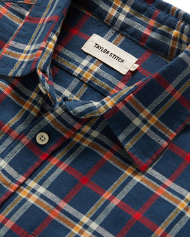 material shot of interior label of The California in Astoria Plaid, Wovens by Taylor Stitch