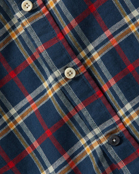 material shot of front placket and buttons of The California in Astoria Plaid, Wovens by Taylor Stitch