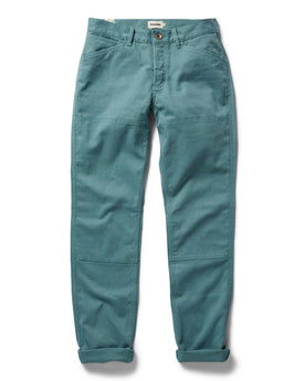 flatlay of The Chore Pant in Ocean Boss Duck, shown in full, Bottoms by Taylor Stitch