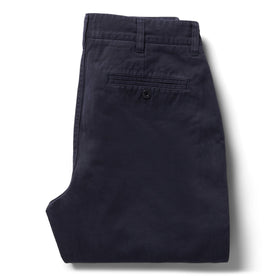 folded flatlay from the back of The Democratic Foundation Pant in Organic Dark Navy