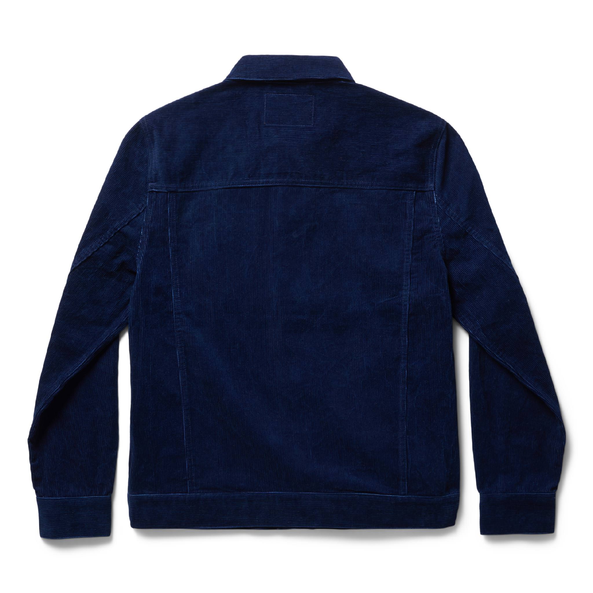 flatlay of The Dispatch Jacket in Indigo Cord, shown from the back, Outerwear by Taylor Stitch