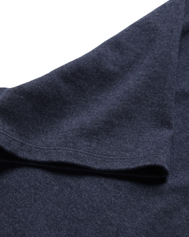 material shot of the sleeves on The Short Sleeve Heavy Bag Henley in Dark Navy, Knits by Taylor Stitch