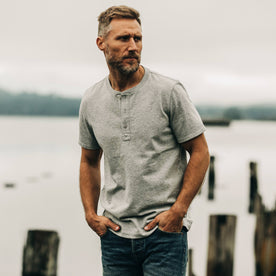 The Short Sleeve Heavy Bag Henley in Aluminum - featured image