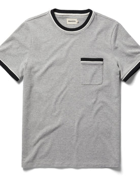 flatlay of The Heavy Bag Ringer Tee in Aluminum, Knits by Taylor Stitch