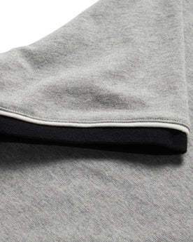 material shot of sleeve hem of The Heavy Bag Ringer Tee in Aluminum, Knits by Taylor Stitch