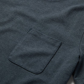 material shot of the pocket detail on The Heavy Bag Tee in Dark Slate
