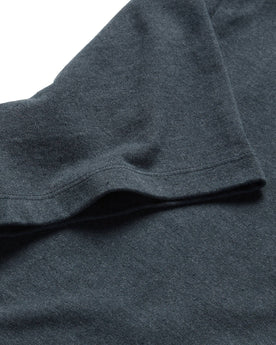 material shot of the sleeve on The Heavy Bag Tee in Dark Slate, Knits by Taylor Stitch