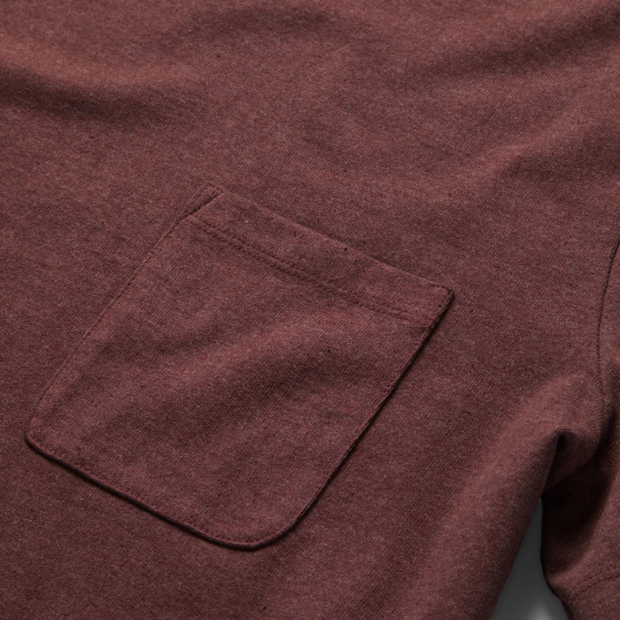 material shot of the front pocket on The Heavy Bag Tee in Russet, Knits by Taylor Stitch