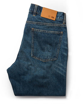 folded flatlay from the back of The Democratic Jean in Sawyer Wash Organic Selvage, Bottoms by Taylor Stitch