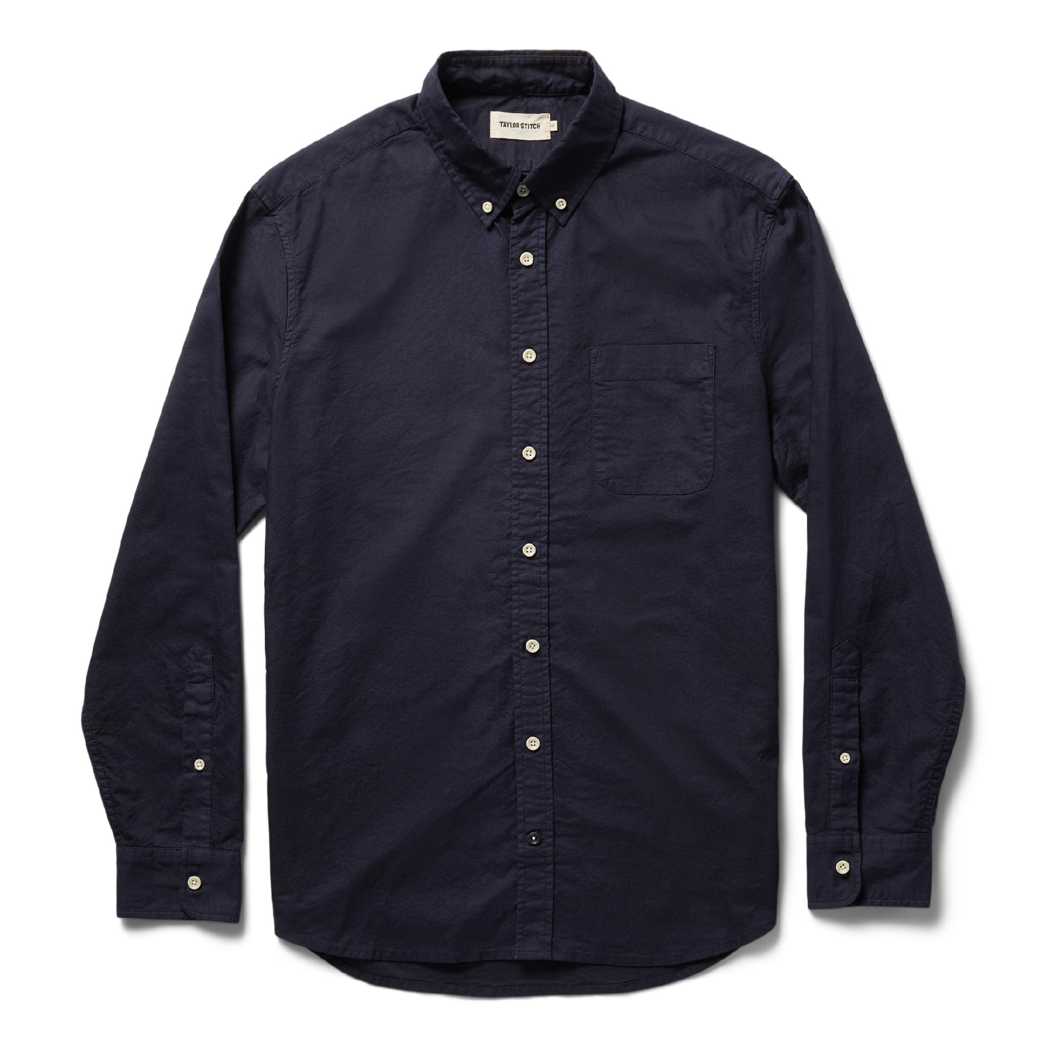 unfolded flatlay of The Jack in Dark Navy Oxford, Wovens by Taylor Stitch