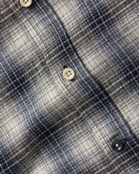 material shot of front placket of The Jack in Navy Plaid, Wovens by Taylor Stitch