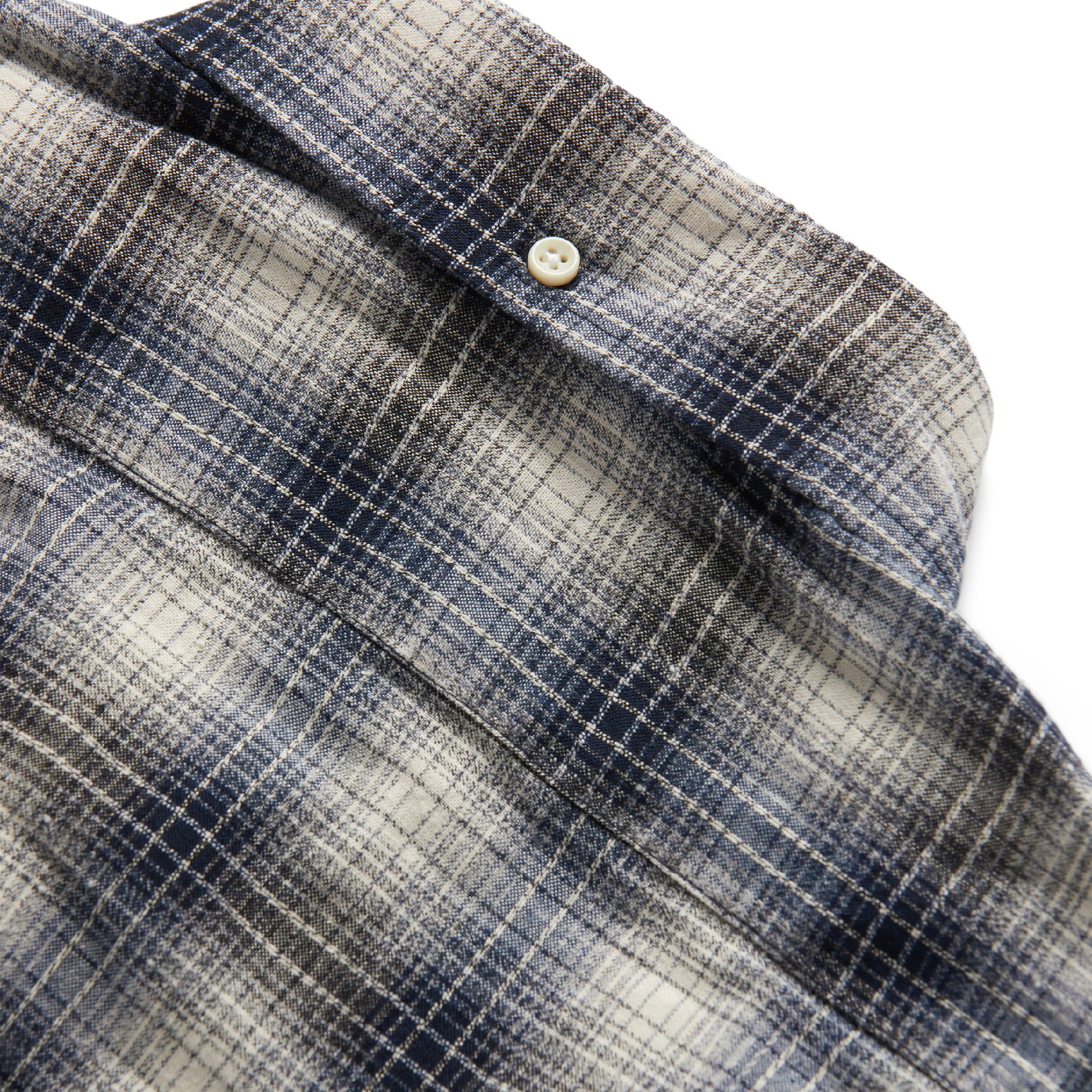 material shot of back yoke of The Jack in Navy Plaid, Wovens by Taylor Stitch