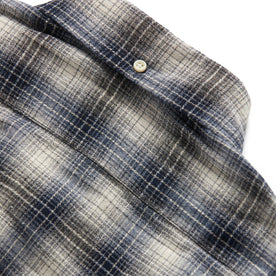 material shot of back yoke of The Jack in Navy Plaid