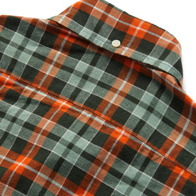 material shot of the back yoke of The Jack in Rust Plaid Oxford
