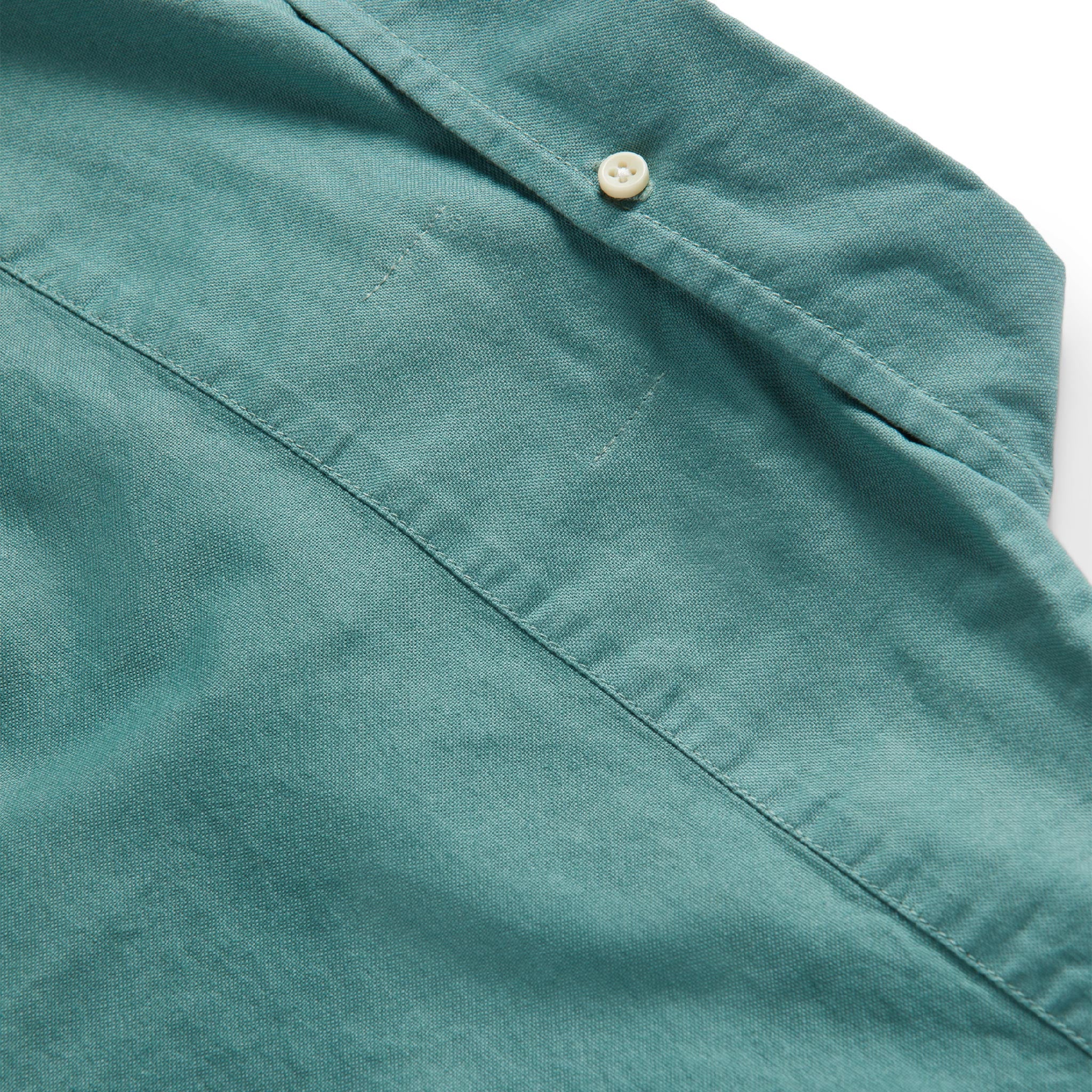 material shot of back yoke of The Jack in Teal Oxford, Wovens by Taylor Stitch