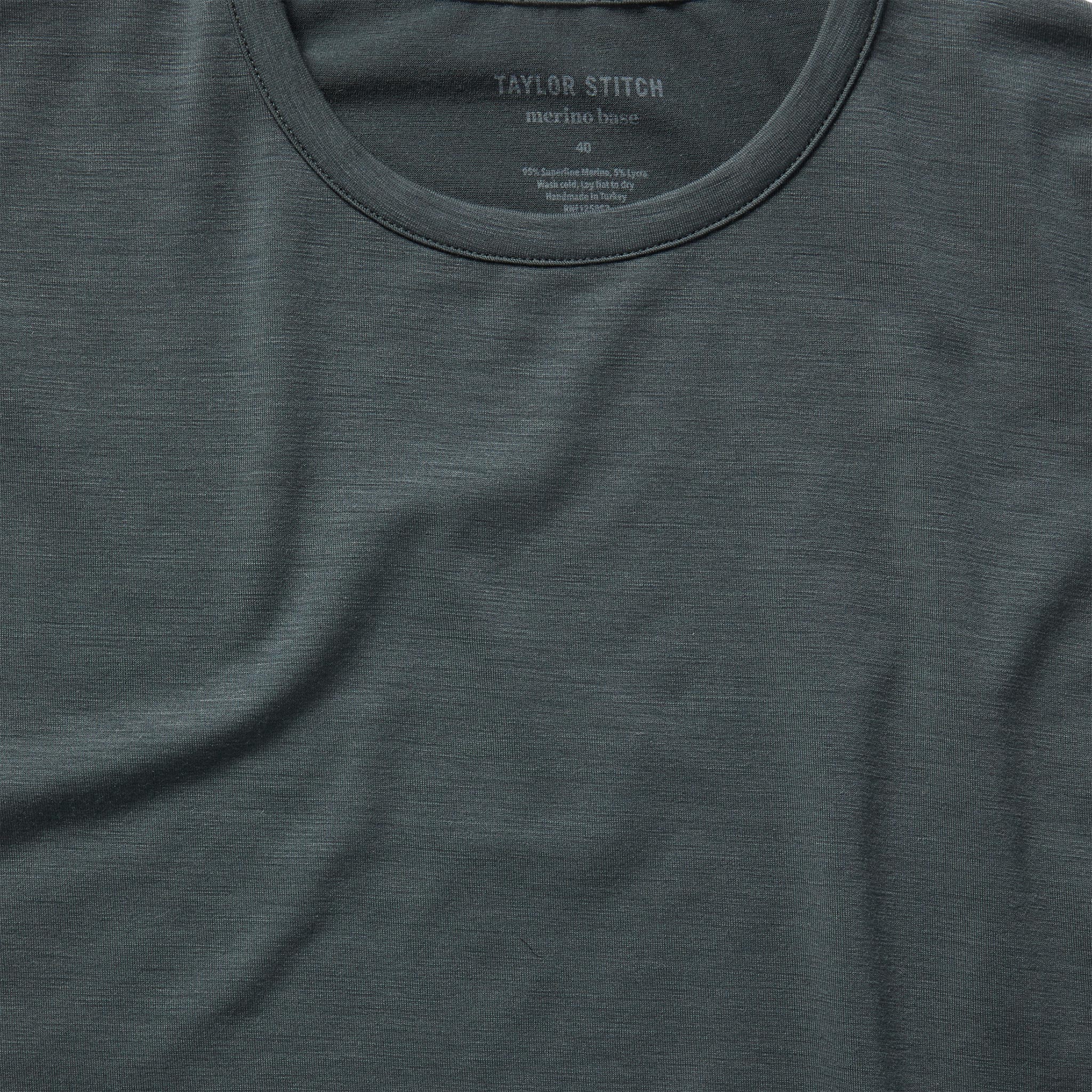 material shot of the front of The Merino Tee in Dark Slate, Knits by Taylor Stitch