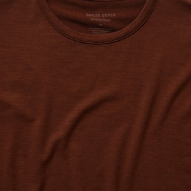 material shot of the front of The Merino Tee in Russet
