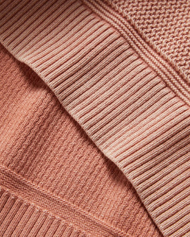 material shot of rib hem of The Moor Sweater in Dusty Rose, Knits by Taylor Stitch