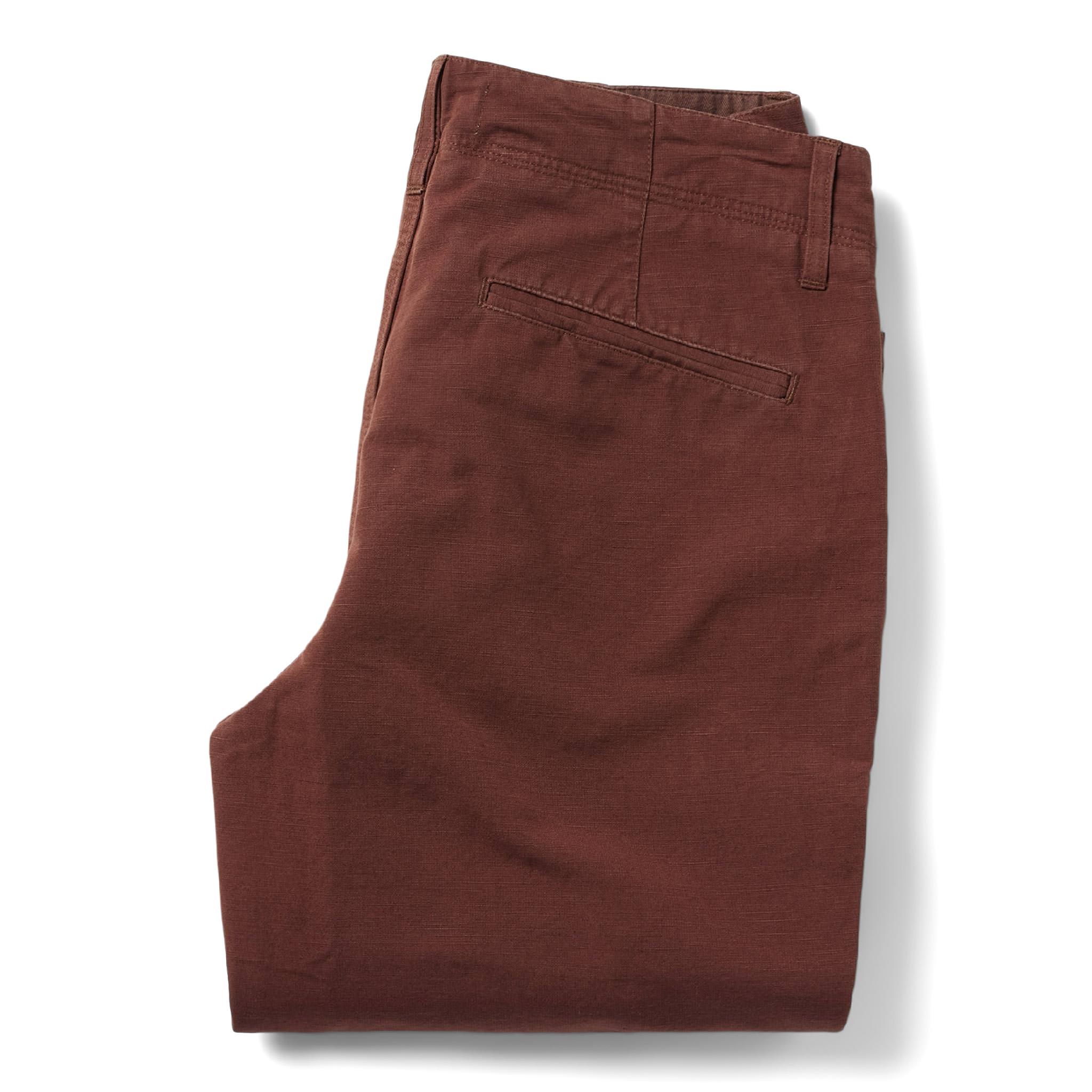 folded flatlay from the back of The Morse Pant in Russet Slub, Bottoms by Taylor Stitch