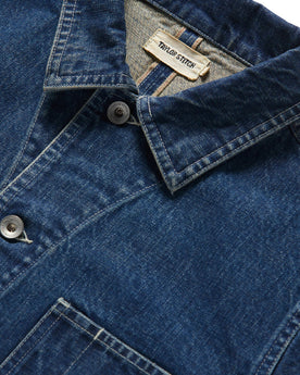 material shot of front collar of The Ojai Jacket in Sawyer Wash Selvage, Outerwear by Taylor Stitch