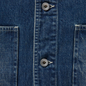 material shot of front placket of The Ojai Jacket in Sawyer Wash Selvage