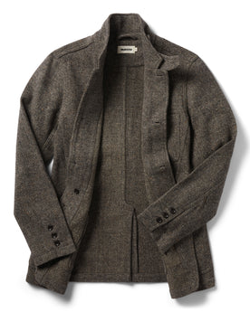 flatlay of The Gibson Jacket in Khaki Donegal Wool open, Outerwear by Taylor Stitch