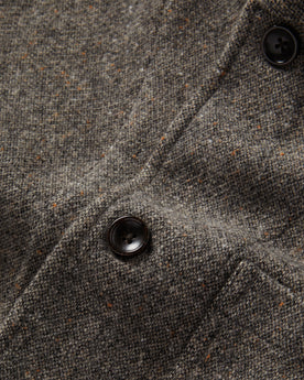 material shot of buttons on The Gibson Jacket in Khaki Donegal Wool, Outerwear by Taylor Stitch