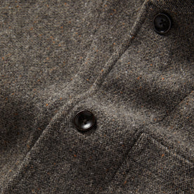 material shot of buttons on The Gibson Jacket in Khaki Donegal Wool