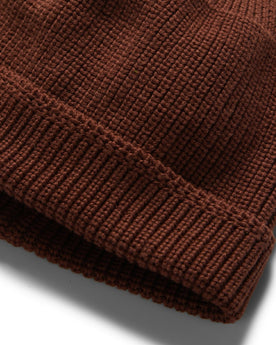 material shot of ribbed hem of The Rib Beanie in Russet, Accessories by Taylor Stitch