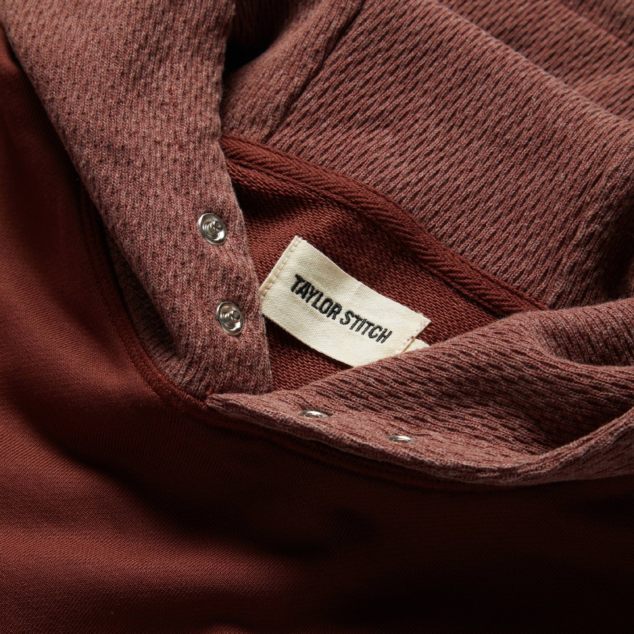 material shot of hood of The Shackleton Hoodie in Russet, Knits by Taylor Stitch