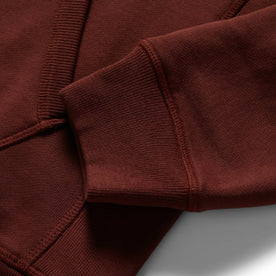 material shot of sleeve cuff of The Shackleton Hoodie in Russet