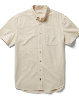 flat lay of The Short Sleeve Jack in Natural Seersucker, Wovens by Taylor Stitch