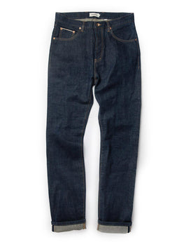 open flatlay of The Slim Jean in Rinsed Organic Selvage, Bottoms by Taylor Stitch