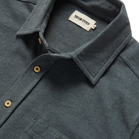 material shot of collar of The Utility Shirt in Dark Slate Heavy Bag