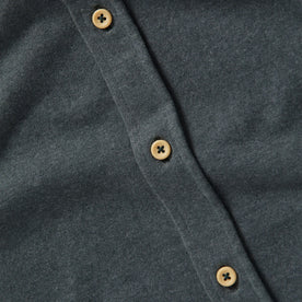 material shot of front placket of The Utility Shirt in Dark Slate Heavy Bag