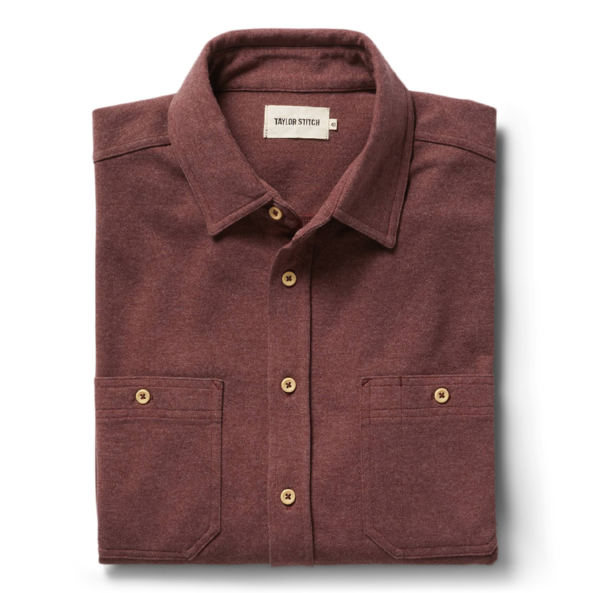 folded flatlay of The Utility Shirt in Russet Heavy Bag, Wovens by Taylor Stitch