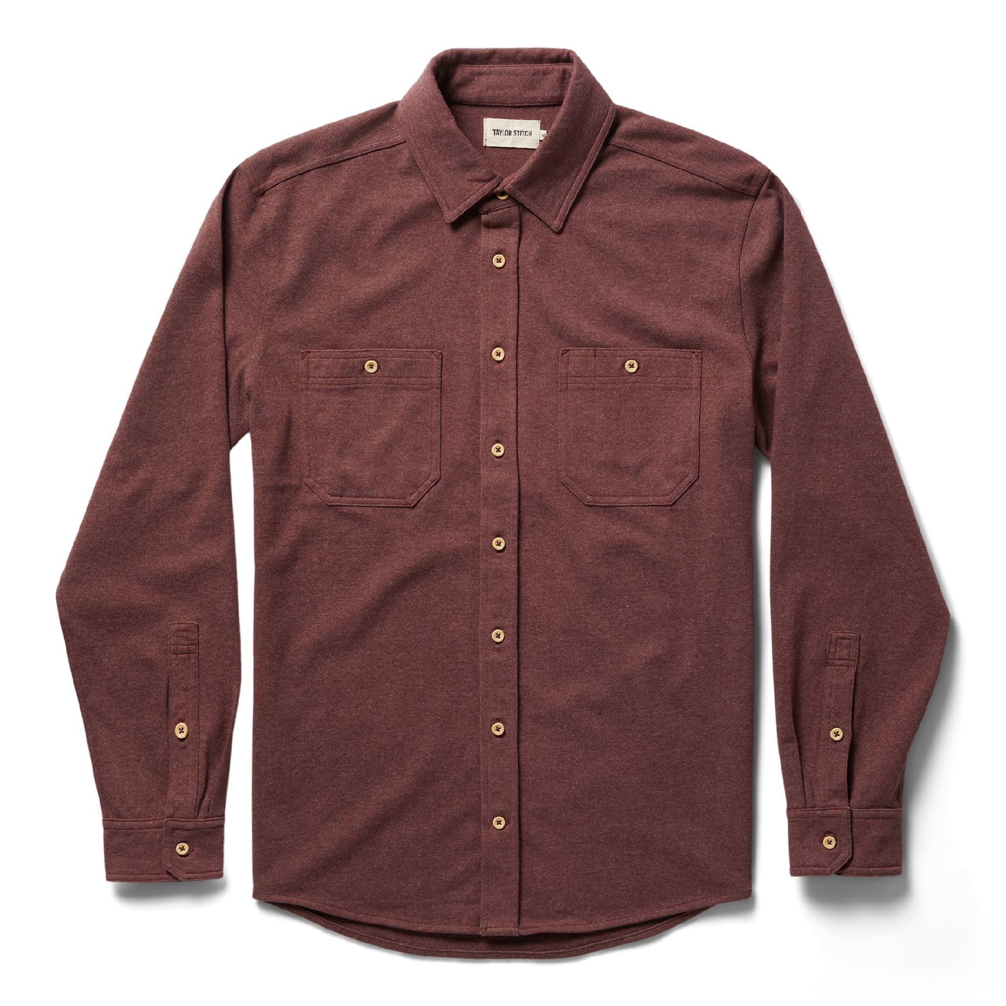 unfolded flatlay of The Utility Shirt in Russet Heavy Bag, Wovens by Taylor Stitch