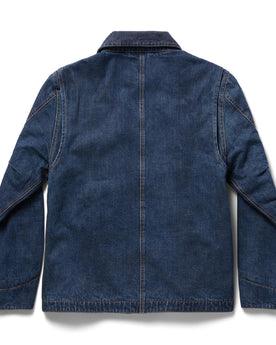 flatlay from the back of The Workhorse Jacket in Marlowe Wash Denim, Outerwear by Taylor Stitch