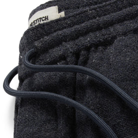 material shot of the drawstring of The Apres Pant in Charcoal Donegal